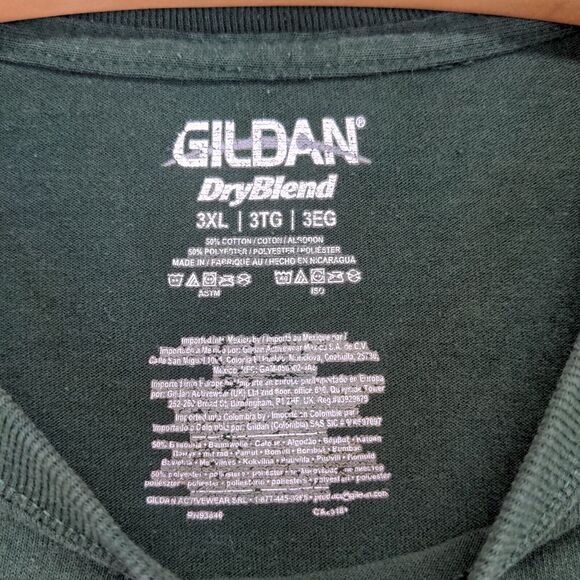 Gildan Mens Co-Alliance Logo T-Shirt Green 3XL Crew Neck Polycotton Dry Blend - Picture 11 of 14